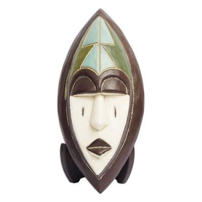 Patience,'Hand Crafted African Wood Mask of Patience with Stand'