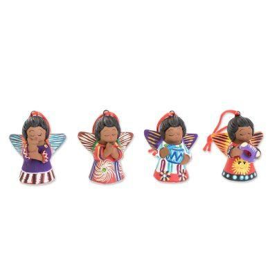 Earth Angels,'Four Handcrafted Ceramic Angel Ornaments'
