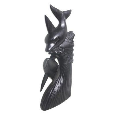 Dolphins on the Reef,'Black Suar Wood Dolphin Sculpture'