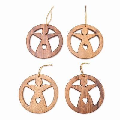 Christmas Angels,'Artisan Crafted Wooden Ornaments (Set of 4)'