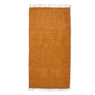 Highland Honey,'Amber Colored All Wool Area Rug (4x6.5)'