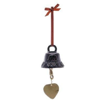 Elephant Love,'Decorative Brass Heart-Themed Bell'