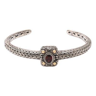 My Lady in Red,'Gold-Accented Garnet Cuff Bracelet'