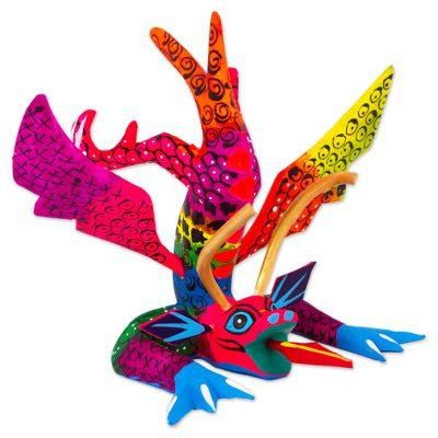 Acrobatic Dragon,'Colorful Hand Carved and Painted Dragon Alebrije Figurine'