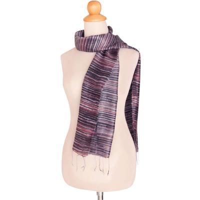 Silk batik scarf, 'Mae Nam Khong Mist' - Handcrafted Batik Silk Scarf
