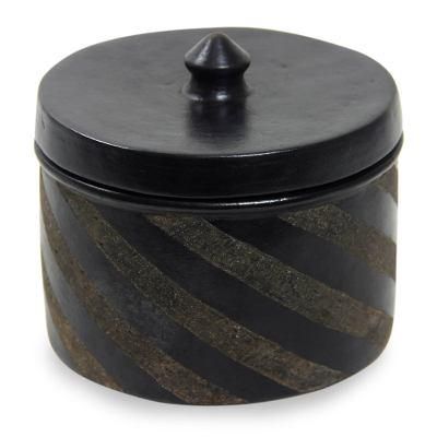 Ceramic jar, 'Zebra Swirl'