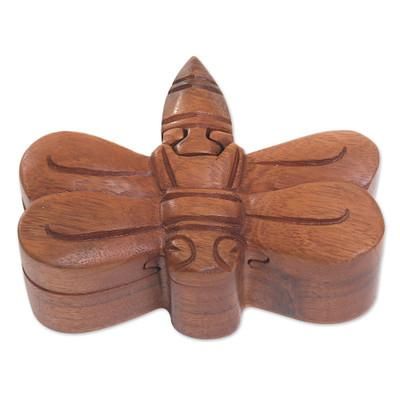 Dragonfly,'Handmade Indonesian Dragonfly Suar Wood Decorative Box'