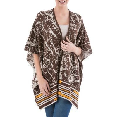 Mahogany Woods,'Reversible Alpaca Blend Ruana in Mahogany from Peru'