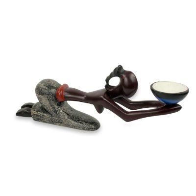 Wood and clay sculpture, 'Offering I'