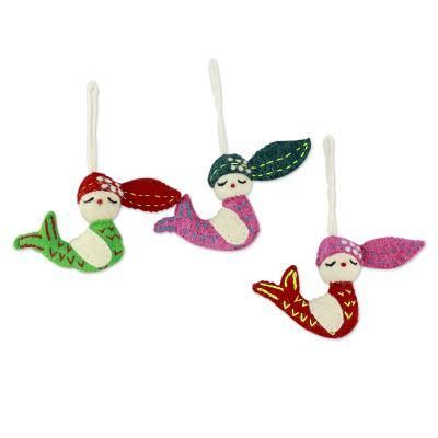 Holiday Mermaids,'3 Handmade Mermaid Ornaments Set'