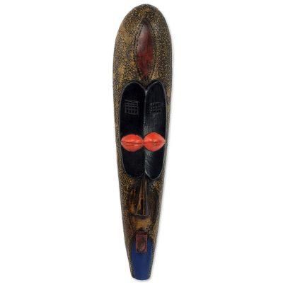 Little Woman,'Stunningly Painted Hand Carved African Sese Wood Mask'