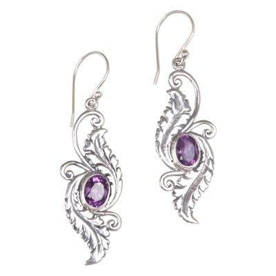 Morning Garden,'Amethyst Sterling Silver Dangle Earrings from Indonesia'