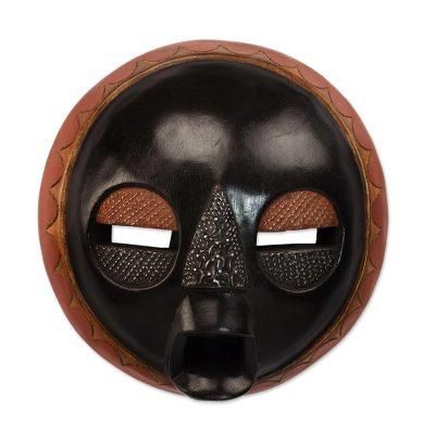 Good to Love,'Handcrafted Black Sese Wood African Wall Mask from Ghana'