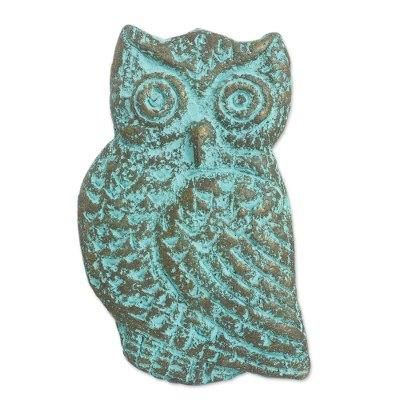 Recycled paper wall sculpture, 'Magnificent Owl'