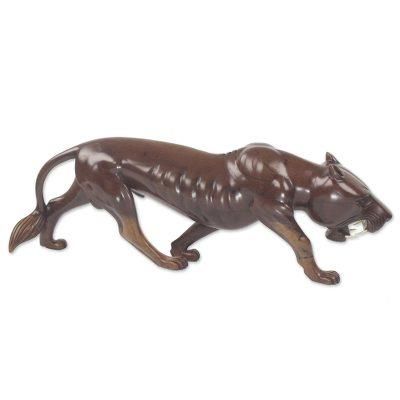 Panther,'Ebony Wood Panther Hand Carved by African Artisan'