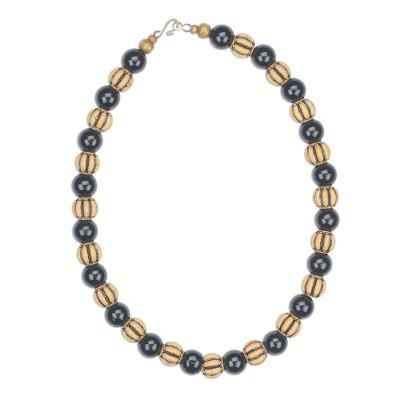 Winsome Elegance,'Recycled Glass and Plastic Beaded Necklace from Ghana'