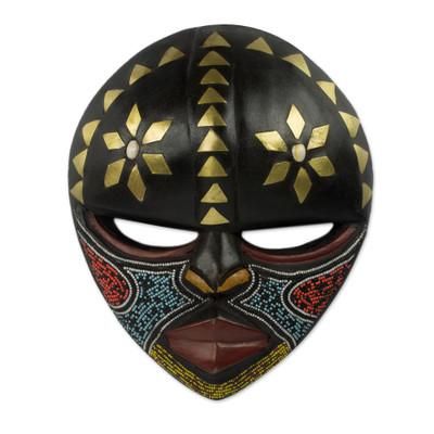 Barowa,'Hand Crafted West African Colorful Wood Wall Mask from Ghana'