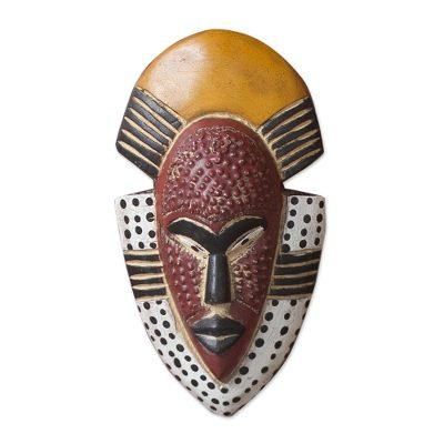 Ghana's Happiness,'Hand Carved West African Wood Wall Mask from Ghana'