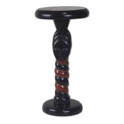 Fafali Spiral,'Spiral Pattern Cedar Wood Accent Table from Ghana'