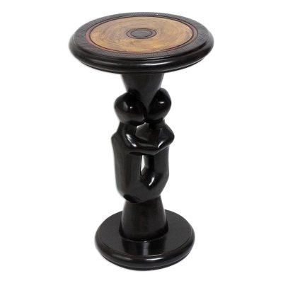 Two Lovers,'Romantic Cedar Wood Accent Table from Ghana'