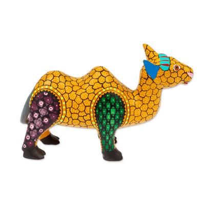 Joyful Camel,'Handcrafted Copal Wood Camel Alebrije Figurine'