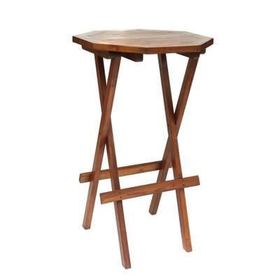 Tropical Octagon,'Handmade Carved Teak Wood Folding Accent Table Made in Bali'