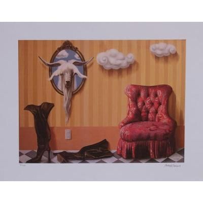 'Signed Animal-Themed Surrealist Giclée Print from Mexico'