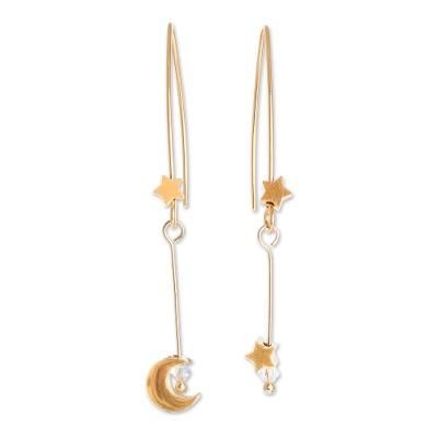 Costa Rican Night,'18K Gold Plated and Crystal Dangle Earrings from Costa Rica'
