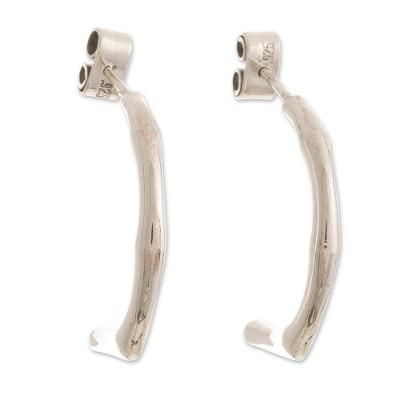 Minimus,'Sterling Silver Half Hoop Post Earrings from Peru'