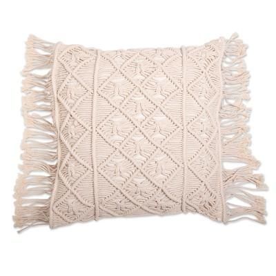 Cloud Cover,'Handmade Cotton Macrame Cushion Cover'