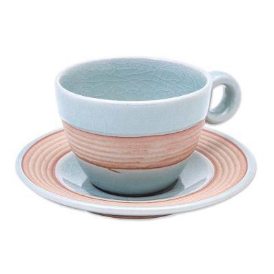 Aqua Oasis,'Aqua Celadon Cup and Saucer Set'
