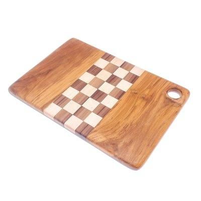 Cooking Challenge,'Checked Teak Wood Cutting Board Crafted in Thailand'