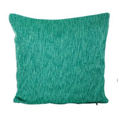 Stylish Mint,'Mint and Lime Cotton Cushion Cover Handwoven in Guatemala'