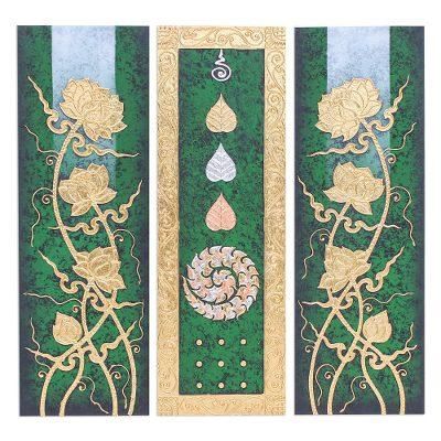 Plentiful,'Lotus Flower Triptych Painting on Canvas (Triptych)'