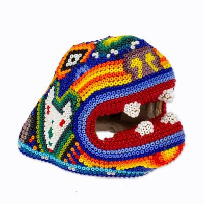Jaguar Rising,'Beaded Wixárika or Huichol Jaguar Head from Jalisco Mexico'