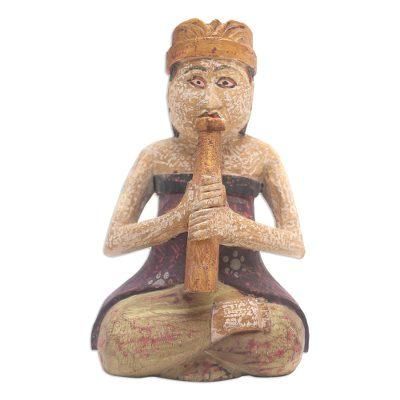 Morning Healing,'Albesia Wood Statuette with Music Motif'
