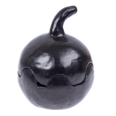 Pumpkin,'Mexican Barro Negro Pumpkin-Shaped Handmade Decorative Box'