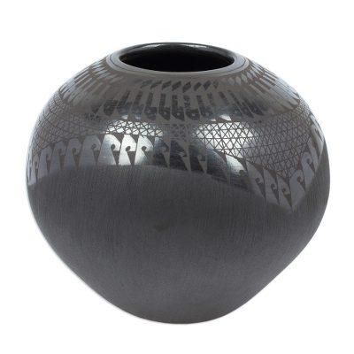 Paquimé Dream,'Handcrafted Barro Negro Paquimé Decorative Vase from Mexico'