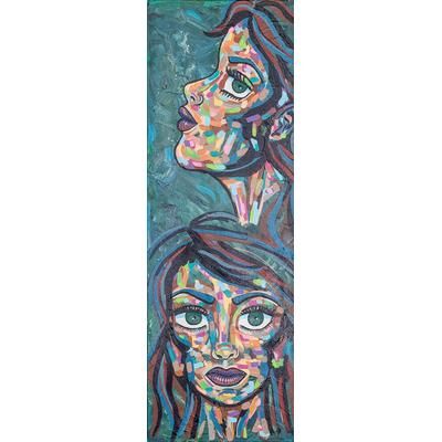 The Color of Emotions,'Signed Stretched Expressionist Acrylic Painting in Cool Hues'