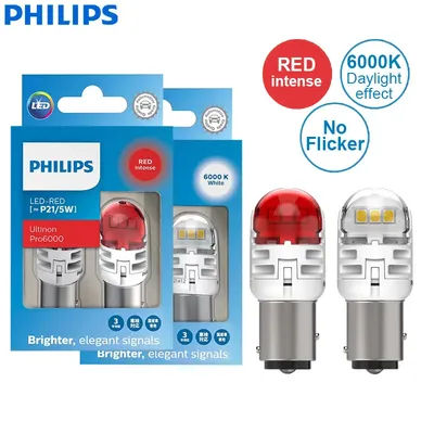 Philips Ultinon Pro6000 LED P21/5W 1157 S25 deux contacts rouge blanc clignotant de voiture feux d'arrêt pas de Flash scintillant sans erreur, 2x