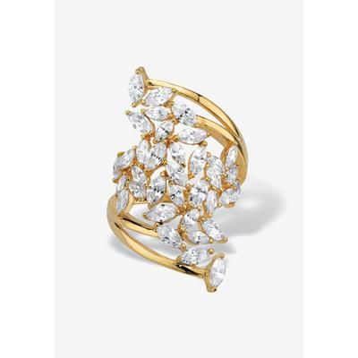Women's 4.25 Cttw. 14K Gold-Plated Sterling Silver Marquise Cubic Zirconia Cluster Ring by PalmBeach Jewelry in Silver (Size 8)