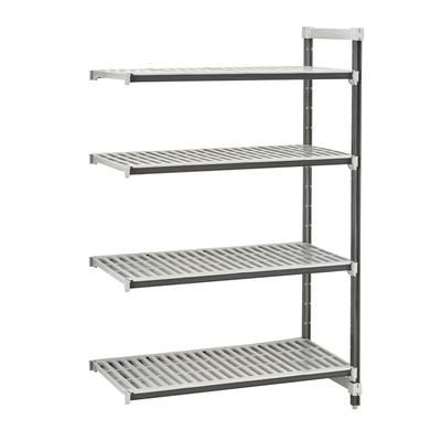 Cambro EXA213664V4480 36" NSF 4-Tier Polymer Shelf Kit - Camshelving Elements XTRA, 21"W, 64"H, 4 Shelves, 2,400-lb. Max. Capacity, Gray