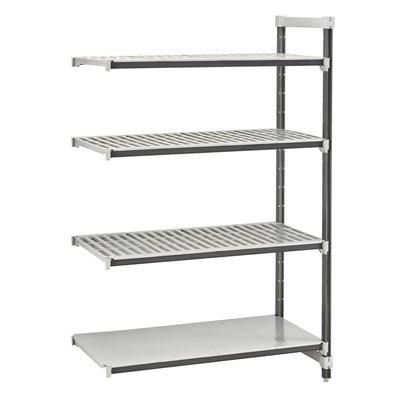 Cambro EXA242472VS4480 24" NSF 4-Tier Polymer Shelf Kit - Camshelving Elements XTRA, 24"W, 72"H, Gray