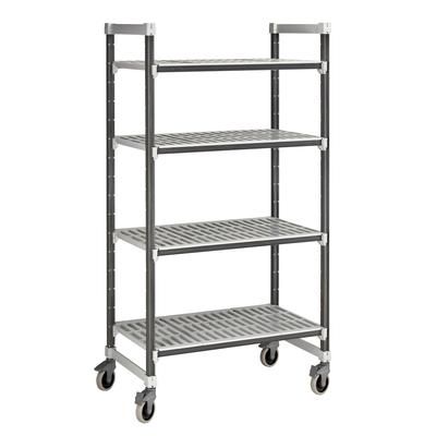 Cambro EXMU246078V4480 60" NSF 4-Tier Polymer Shelf Kit - Camshelving Elements XTRA, Mobile, 24"W, 78"H, Gray