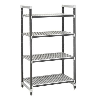 Cambro EXU247272V4480 72" NSF 4-Tier Polymer Shelf Kit - Camshelving Elements XTRA, 24"W, 72"H, Gray