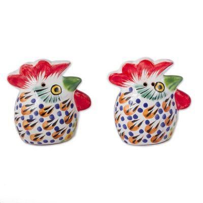 Farm Roosters,'Hand-Painted Ceramic Rooster Salt and Pepper Shakers'