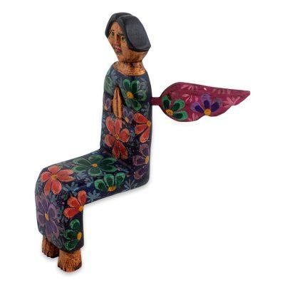Angel of Purity II,'Shelf Top Artisan Crafted Pinewood Angel Sculpture Statuette'