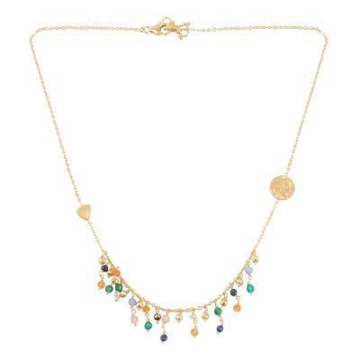 'Gold Plated Multi-Gemstone Waterfall Necklace from India'