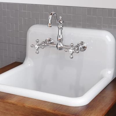 Randolph Morris Wall Mounted Bridge Utility Faucet - Metal Cross Handles - 7 Inch Spout Reach RMK4MC-CP