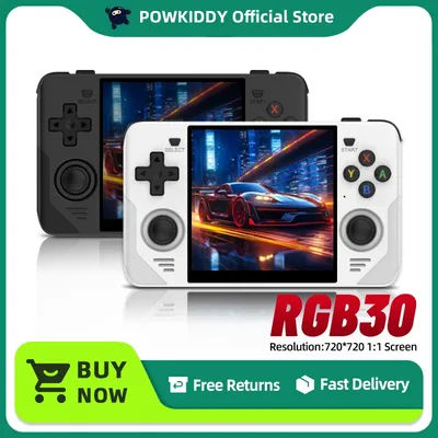 POWKIDDY RGB30 Retro Pocket 720*720 4 Inch Ips Screen Built-in WIFI RK3566 Open-Source Handheld Game Console Children's Gifts